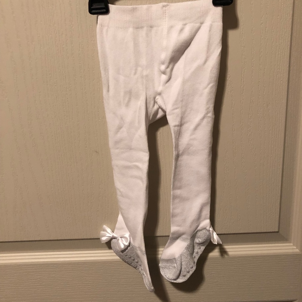 Silver Mary Janes tights 0-6m